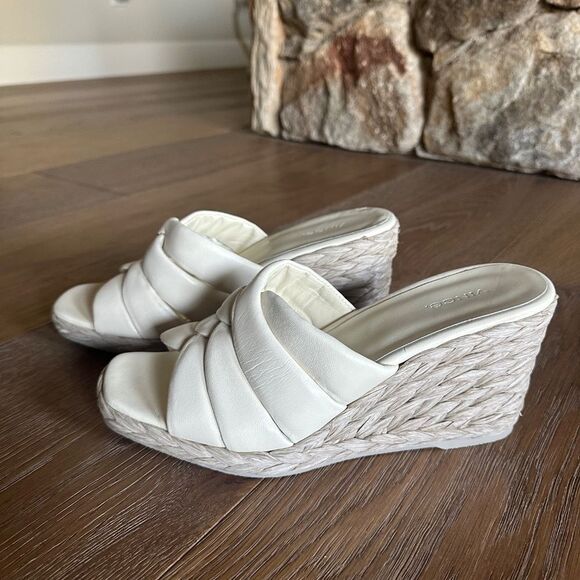 Vince Gilian Square Toe Woven Strap Espadrille Wedge Heel Sandals - Picture 7 of 13